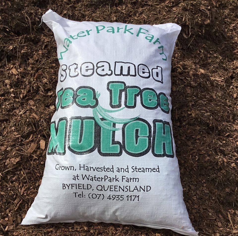 Bag of Steamed Tea Tree Mulch from Water Park Farm in Queensland — Gladstone Garden & Landscaping Supplies In Burua, QLD