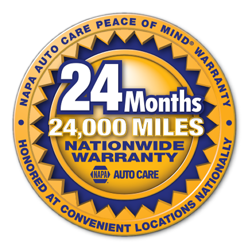 NAPA Auto Care warranty badge: 24 months, 24,000 miles, nationwide. | Bad Habit Motorsports LLC