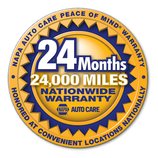 NAPA Auto Care warranty badge: 24 months, 24,000 miles, nationwide. | Bad Habit Motorsports LLC