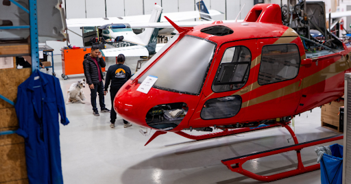 Airbus helicopter maintenance in progress at Boulder City FAA-certified repair station