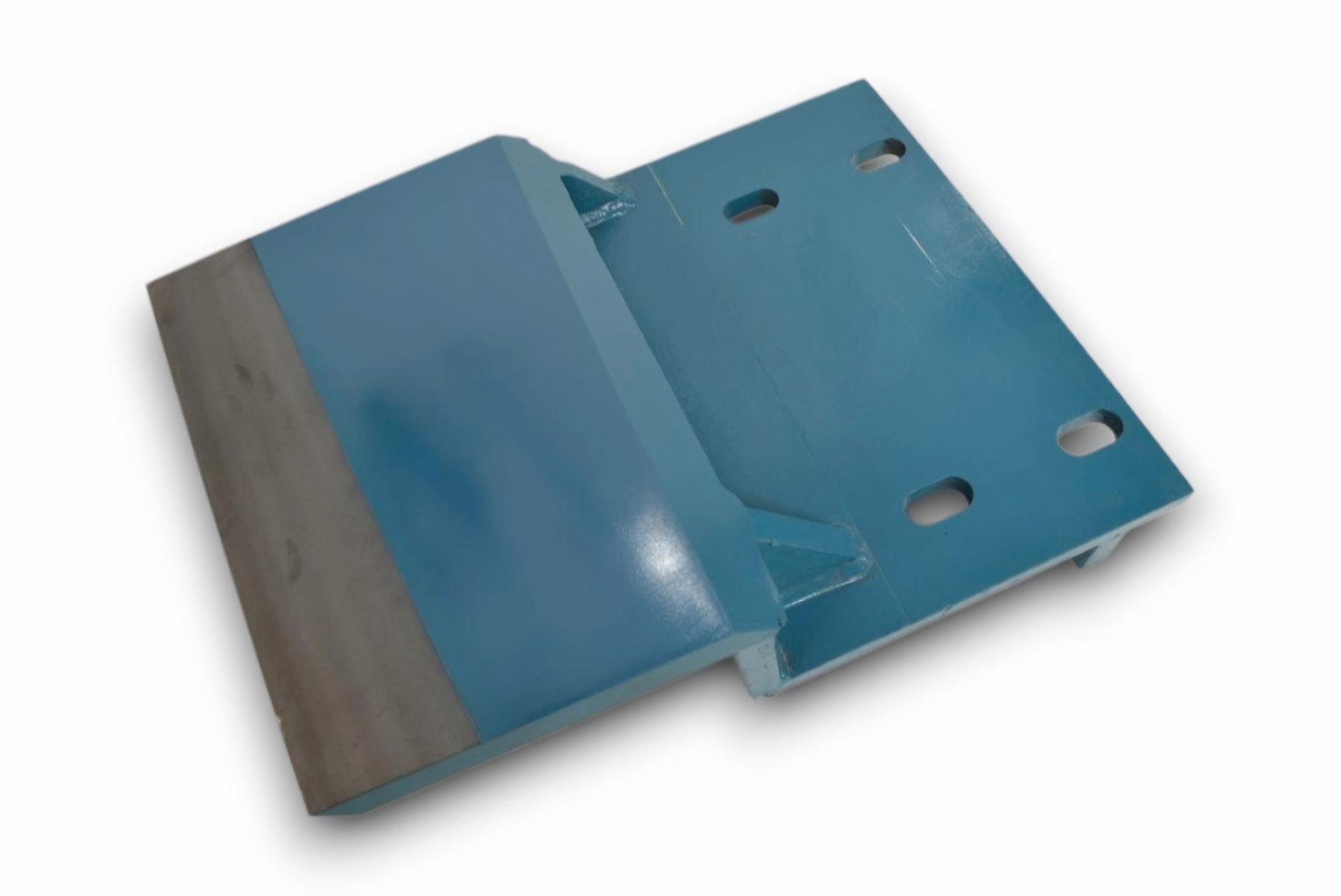 A gray, industrial-looking grooved wheel with a central hub.