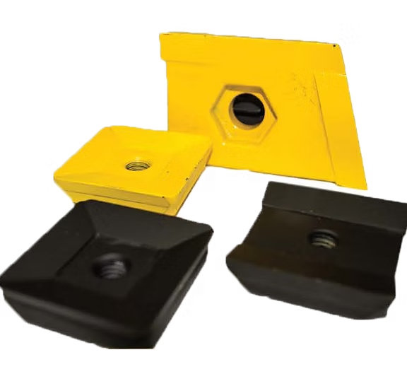 Orange, cone-shaped drum with spiked projections, likely for agricultural or industrial use.