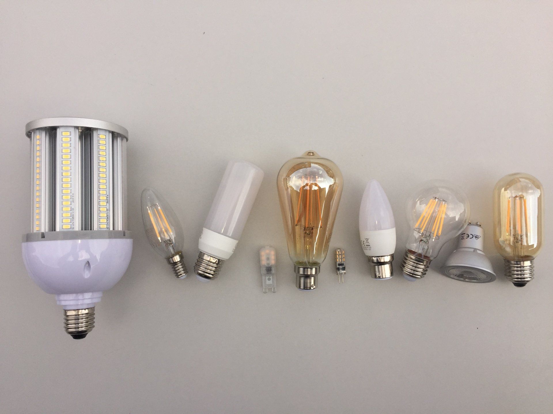 selection of warm, cool and daylight bulbs in stock in our Cardiff store