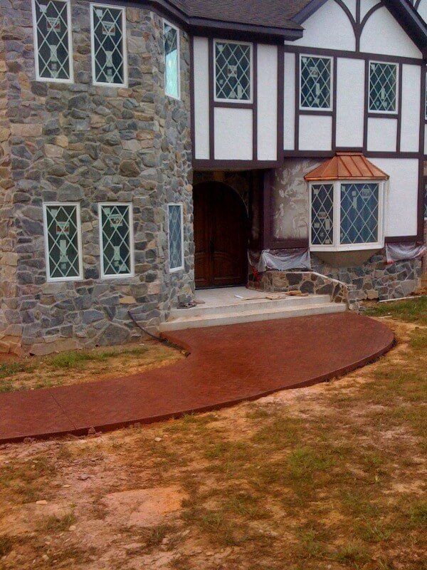 Brick stamped concrete walk