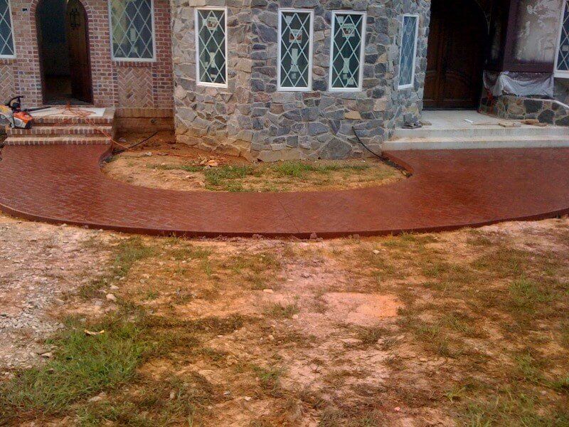 Brick stamped concrete walk