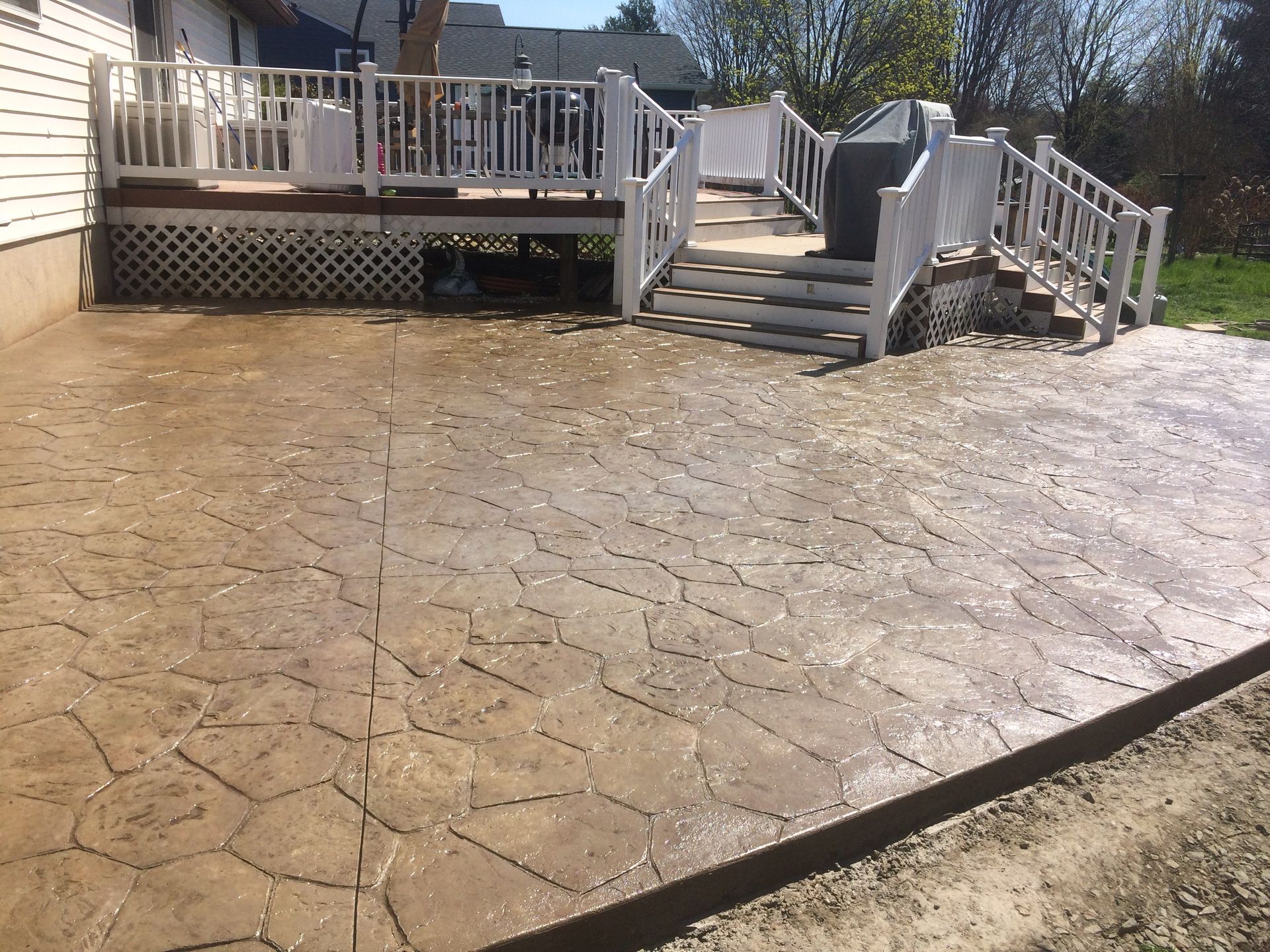 Stamped concrete patio in random stone installed in Port Deposit, Md
