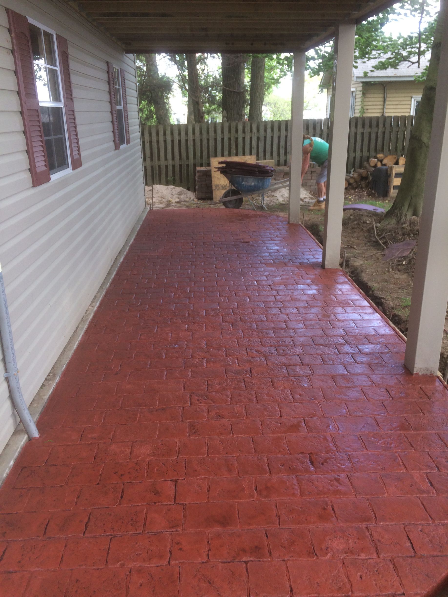 Red Brick stamped concrete patio installed in Perryville, MD
