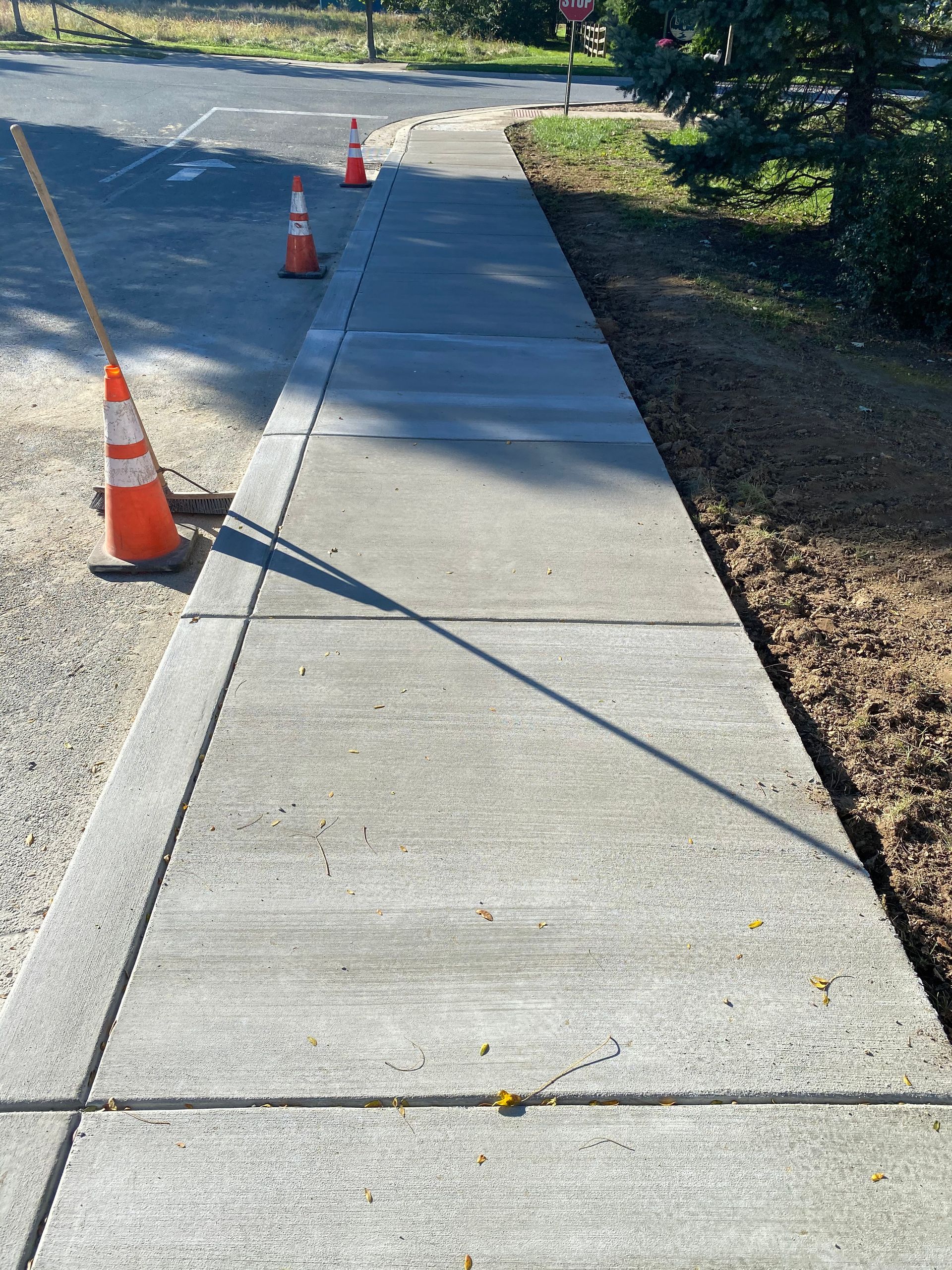 Town public sidewalk with a broom finish