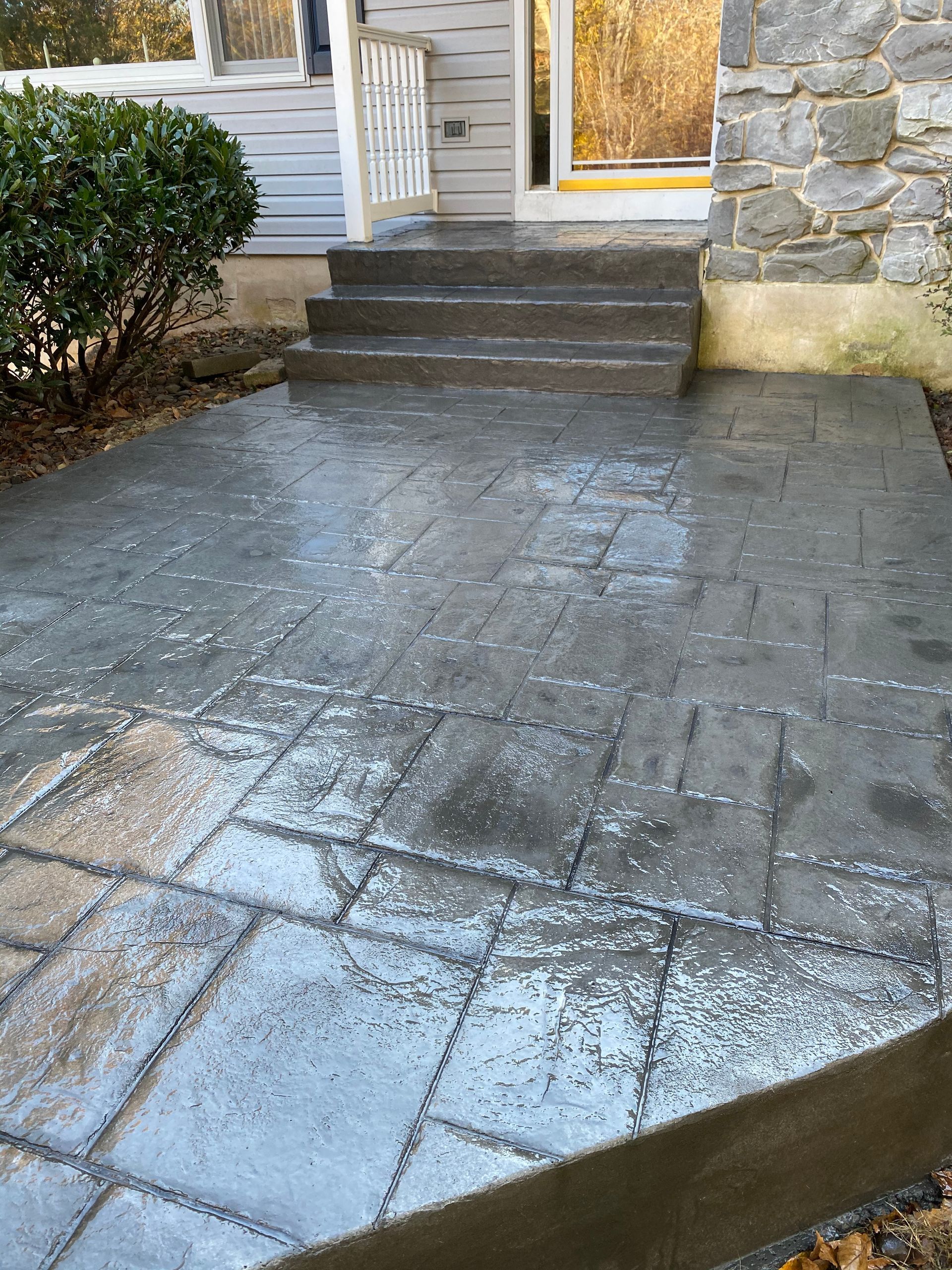 Decorative Stamped Concrete steps  and patio in Abingdon, MD