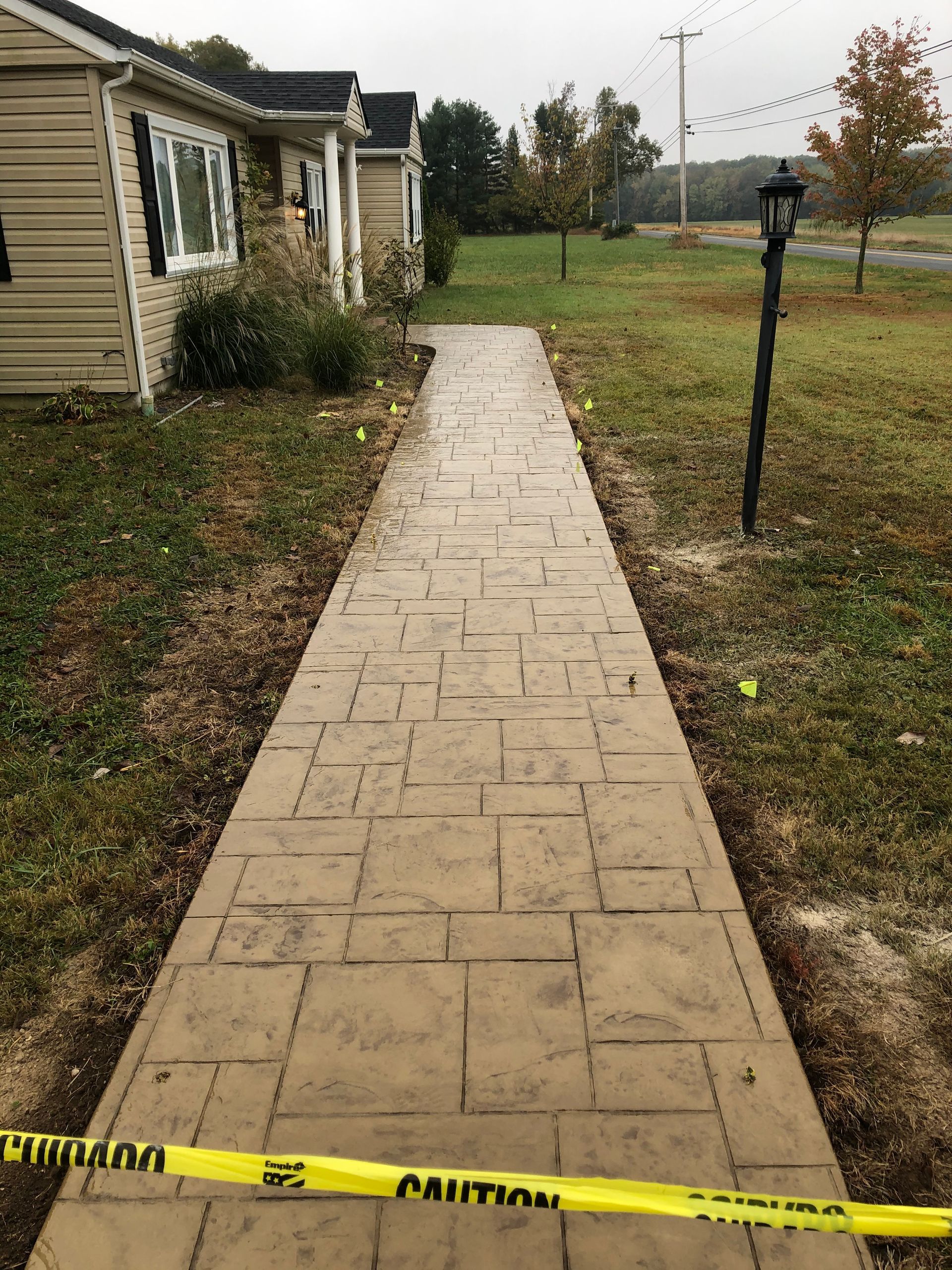 Stamped ashlar slate concrete walkway installed in Havre de Grace, MD