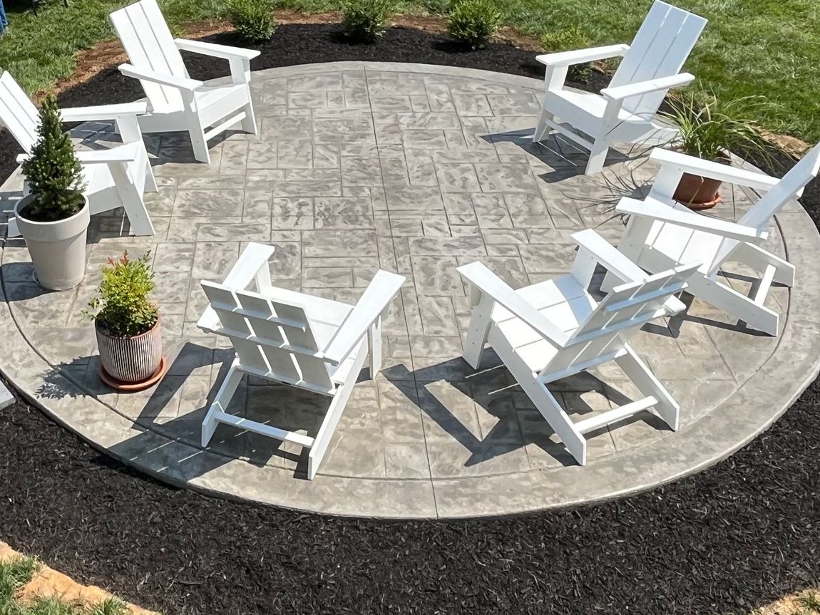 round stamped concrete patio in Rising sun, Md