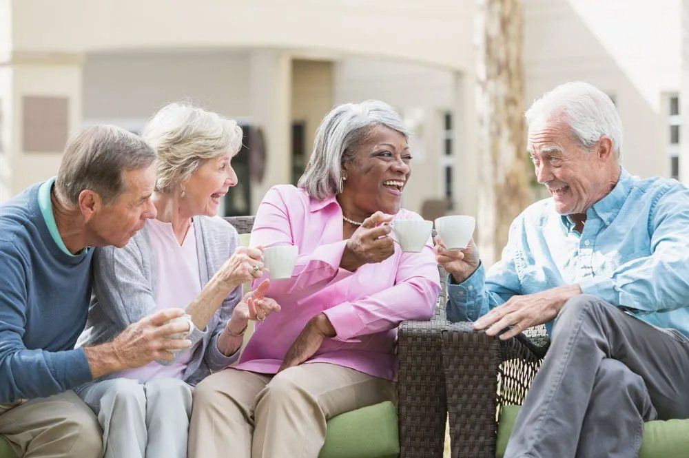 Old people talking and smiling