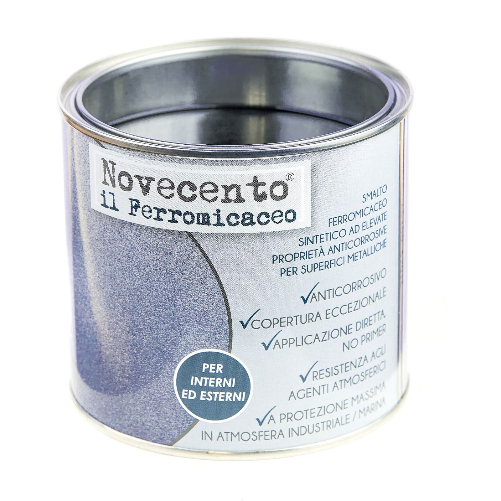 Smalto sintetico monocomponente per esterni e interni ad effetto metallizzato, a base di resine alchidiche modificate e ossido di ferro micaceo.