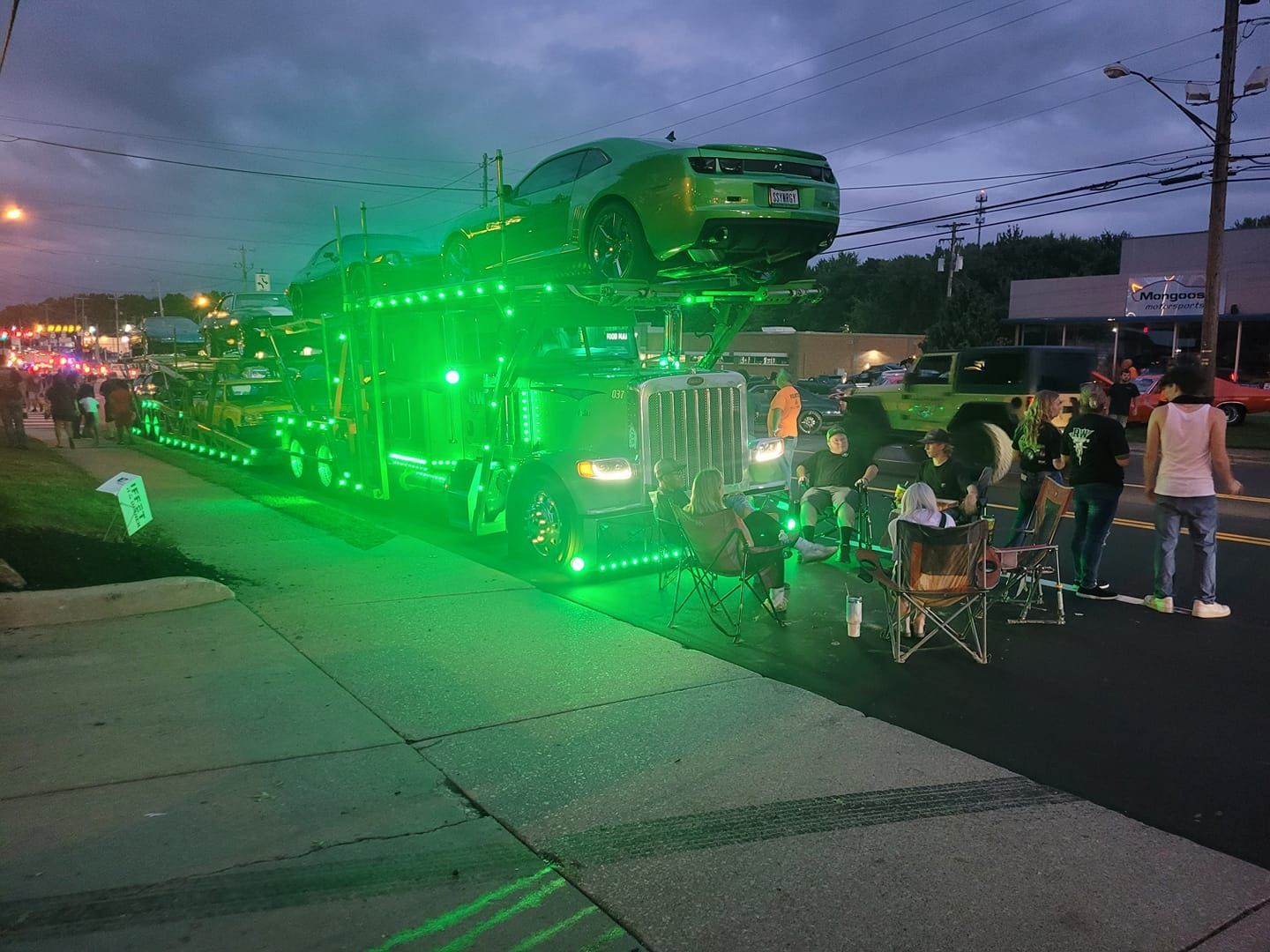 RW Hauler truck at night with green lights