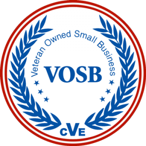 A veteran owned small business logo with a laurel wreath