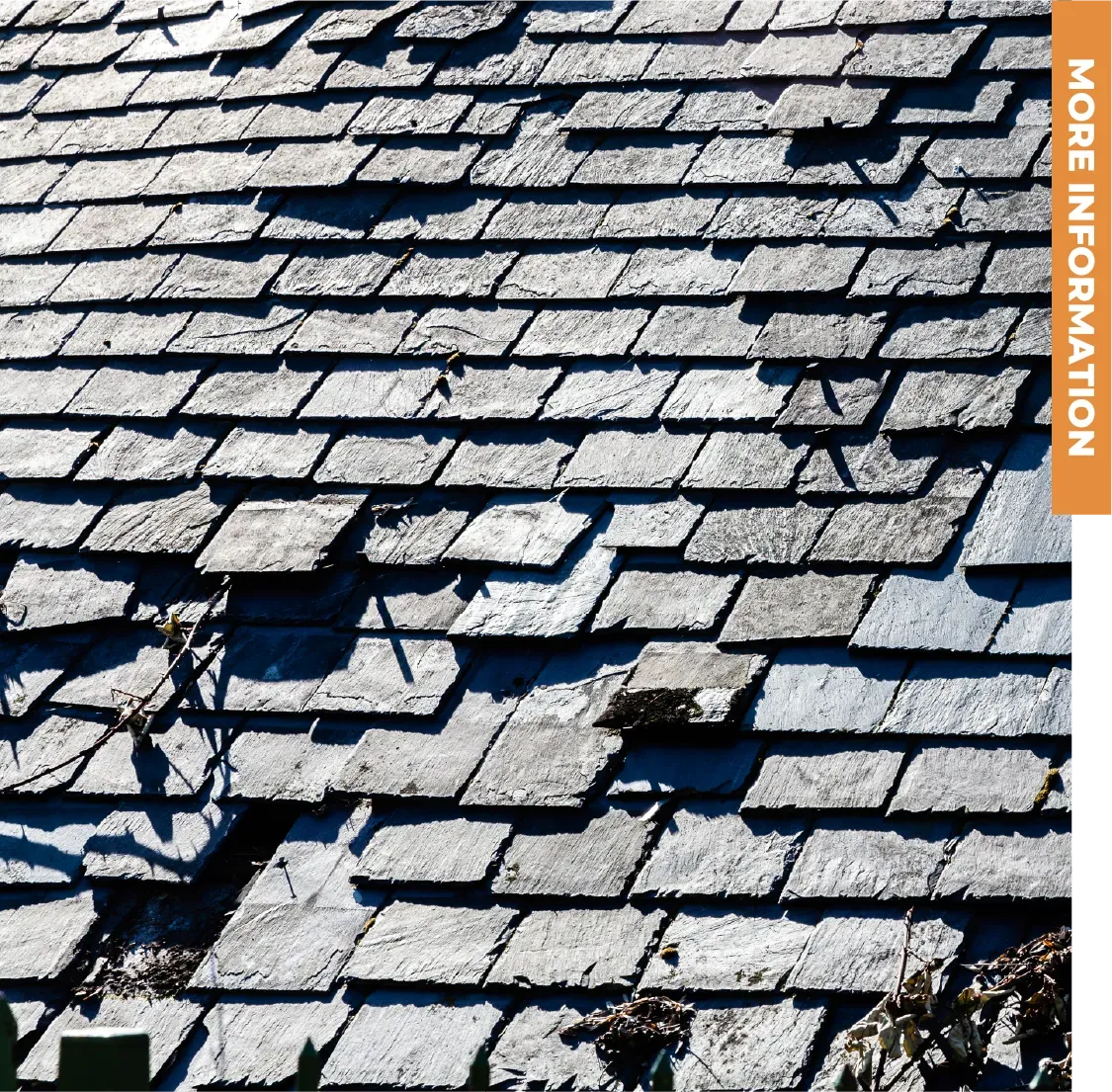 A close up of a roof with the words most information at the bottom