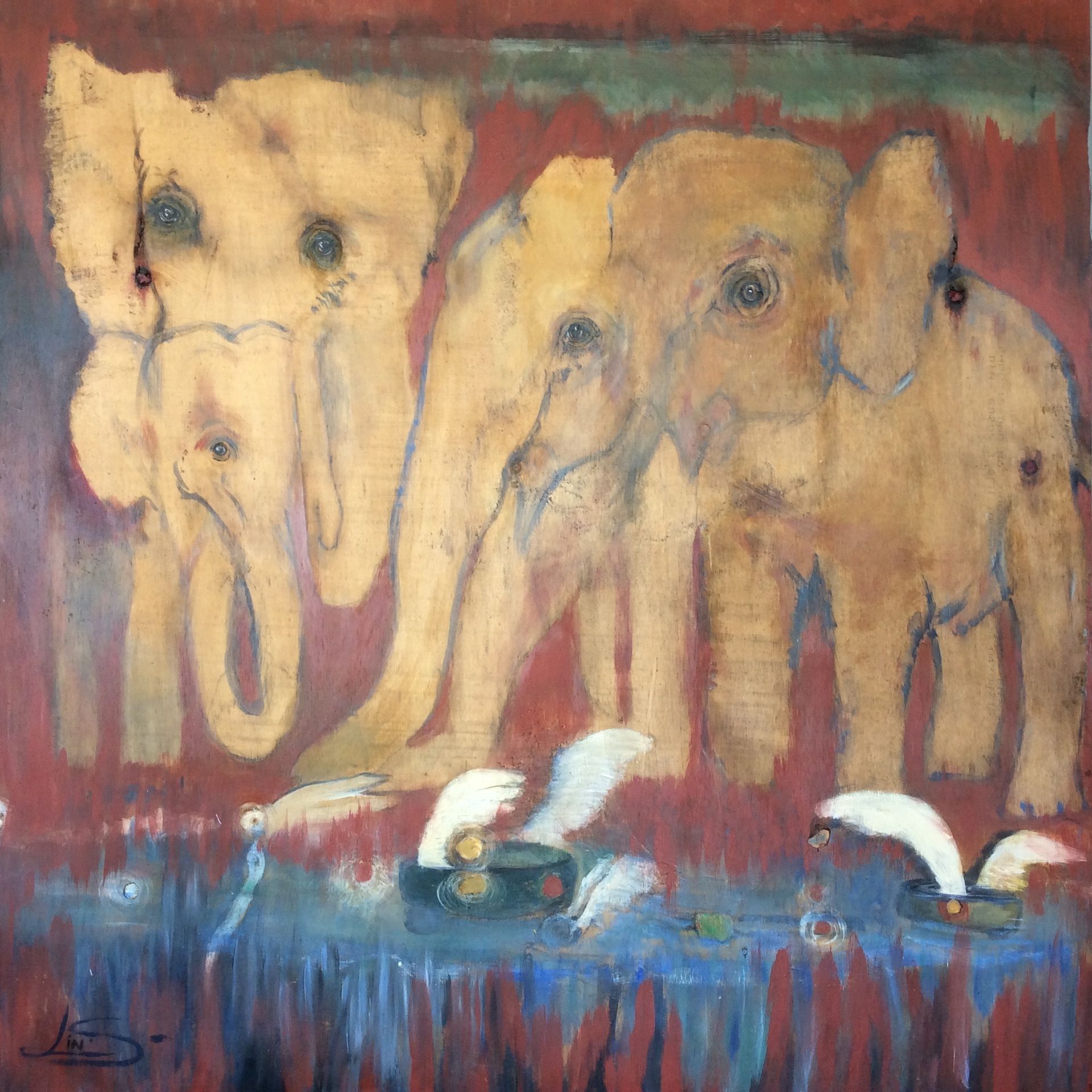 LS' 2018, The Gathering, acrylic paint on wood, 2018.(frontside)