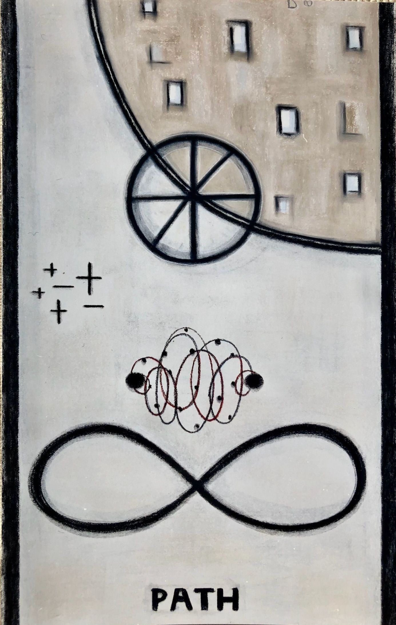 LS' 2000, Path, abstract drawing chalk on paper, 87x117 cm.