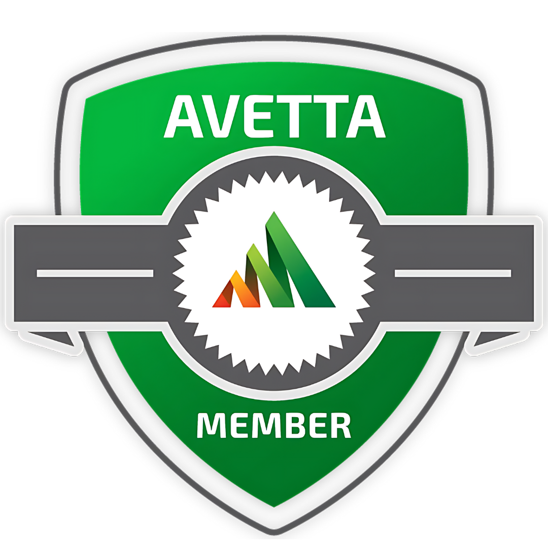 Avetta Member badge: green and white shield with logo and text.
