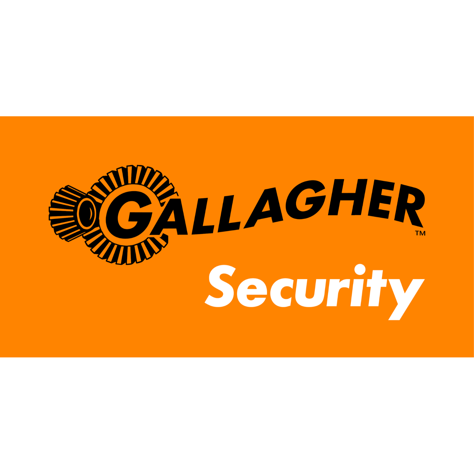 Gallagher Security logo: Black text and emblem on an orange rectangle, with "Security" in white below.