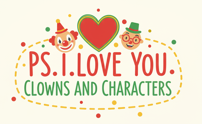 Sign with clowns and a heart, stating