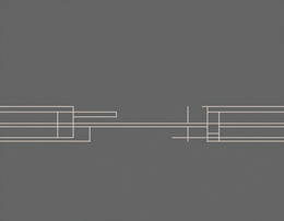 Diagrama técnico minimalista en gris con finas líneas horizontales blancas y contornos rectangulares.