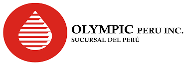 Logotipo de Olympic Peru Inc. con icono de gota roja y texto negro “Sucursal del Perú”