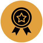 a medal with a star in the center and two ribbons around it .