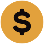 a dollar sign in a yellow circle on a white background .