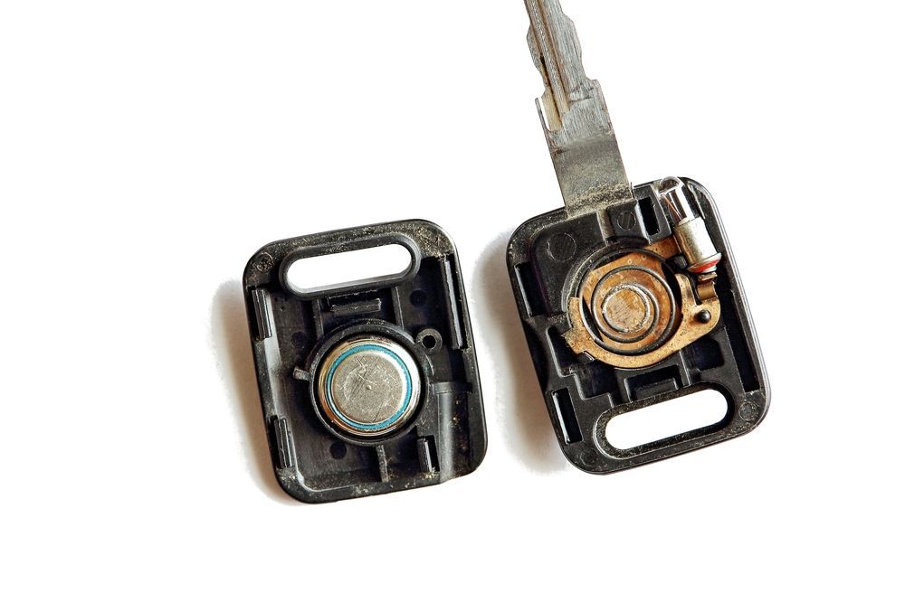 Two Black Car Key Halves, Showing Internal Components — Active 24/7 Locksmith and Security Services Forster In Tuncurry, NSW