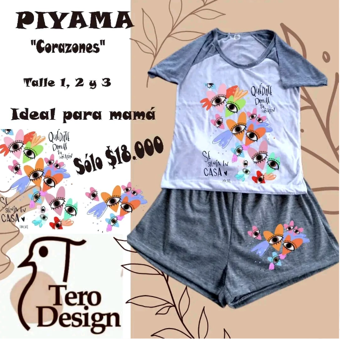 Pijama gris y blanco con estampado de gato para mujer, con shorts. Texto: 