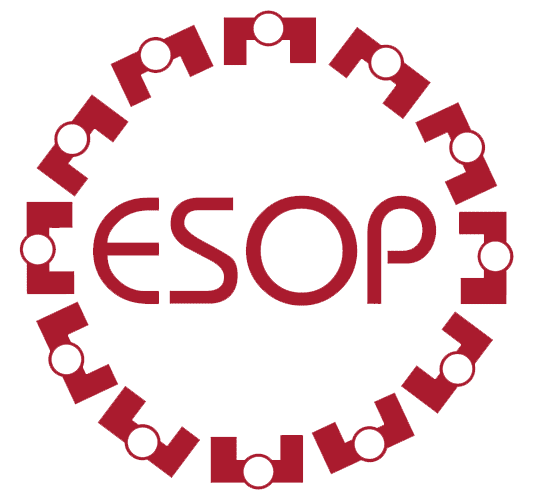 ESOP Logo with red circle of shapes, Employee Stock Ownership Plan