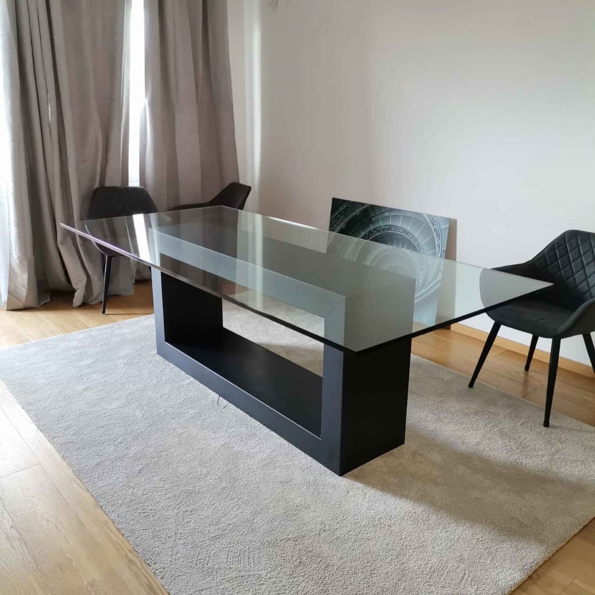 scrivania vetro e metallo