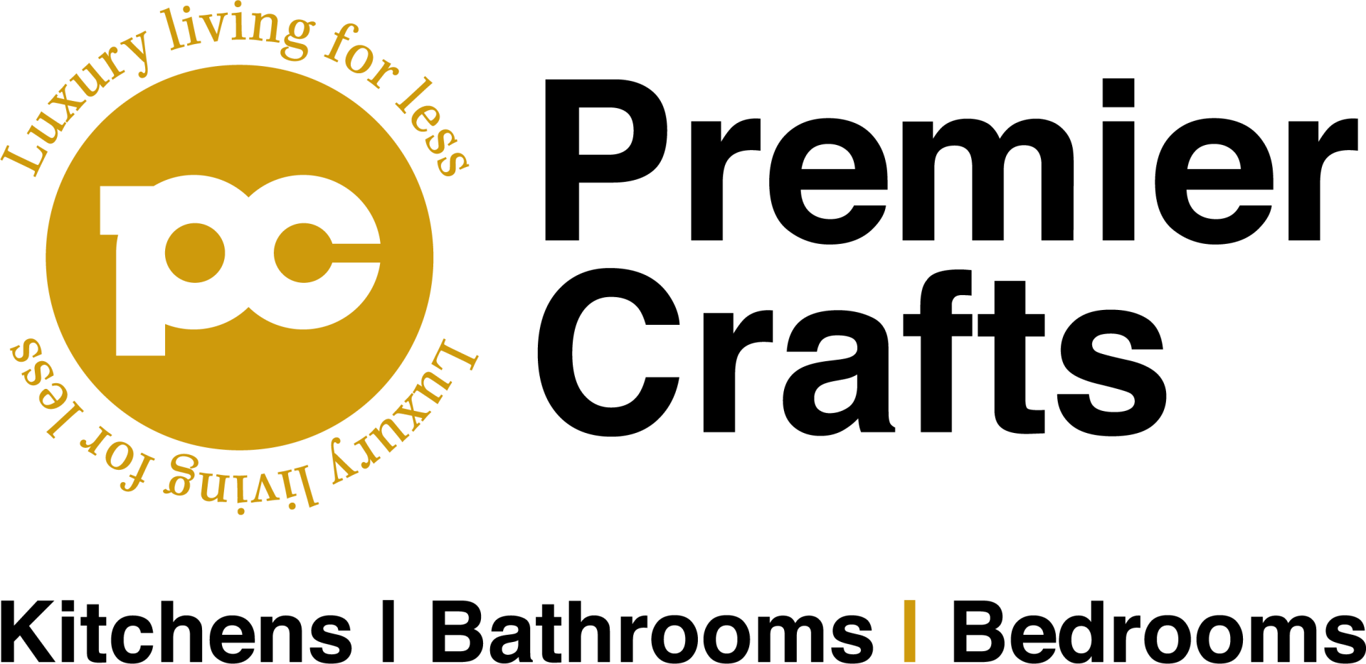 A logo for premier crafts kitchens bathrooms bedrooms