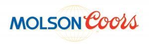 The molson coors logo is blue and red with a globe in the background.