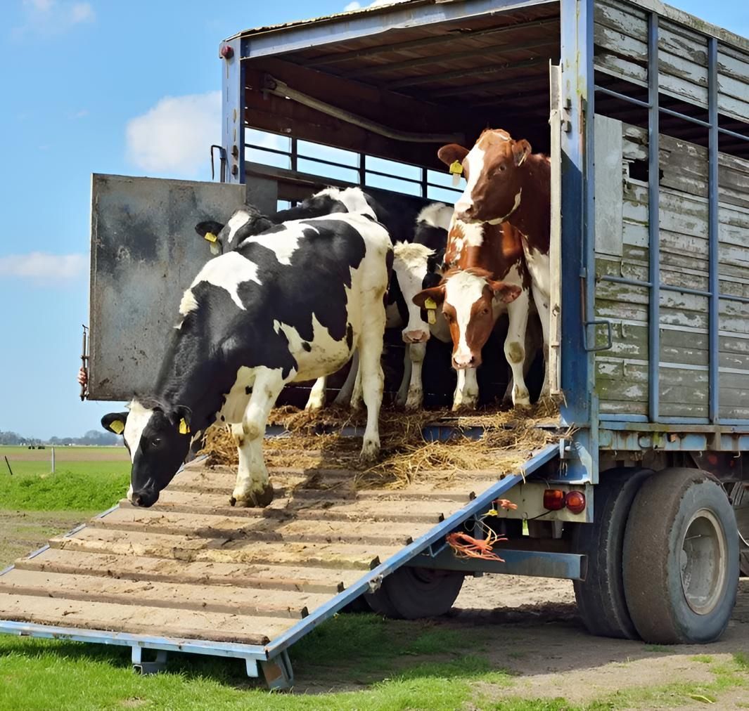 A Group of Cows Are Getting Out of a Truck — MacCallum & Company In Scone, NSW