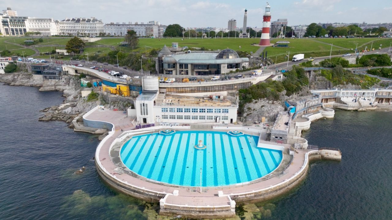 Aerial view of Tinside Lido