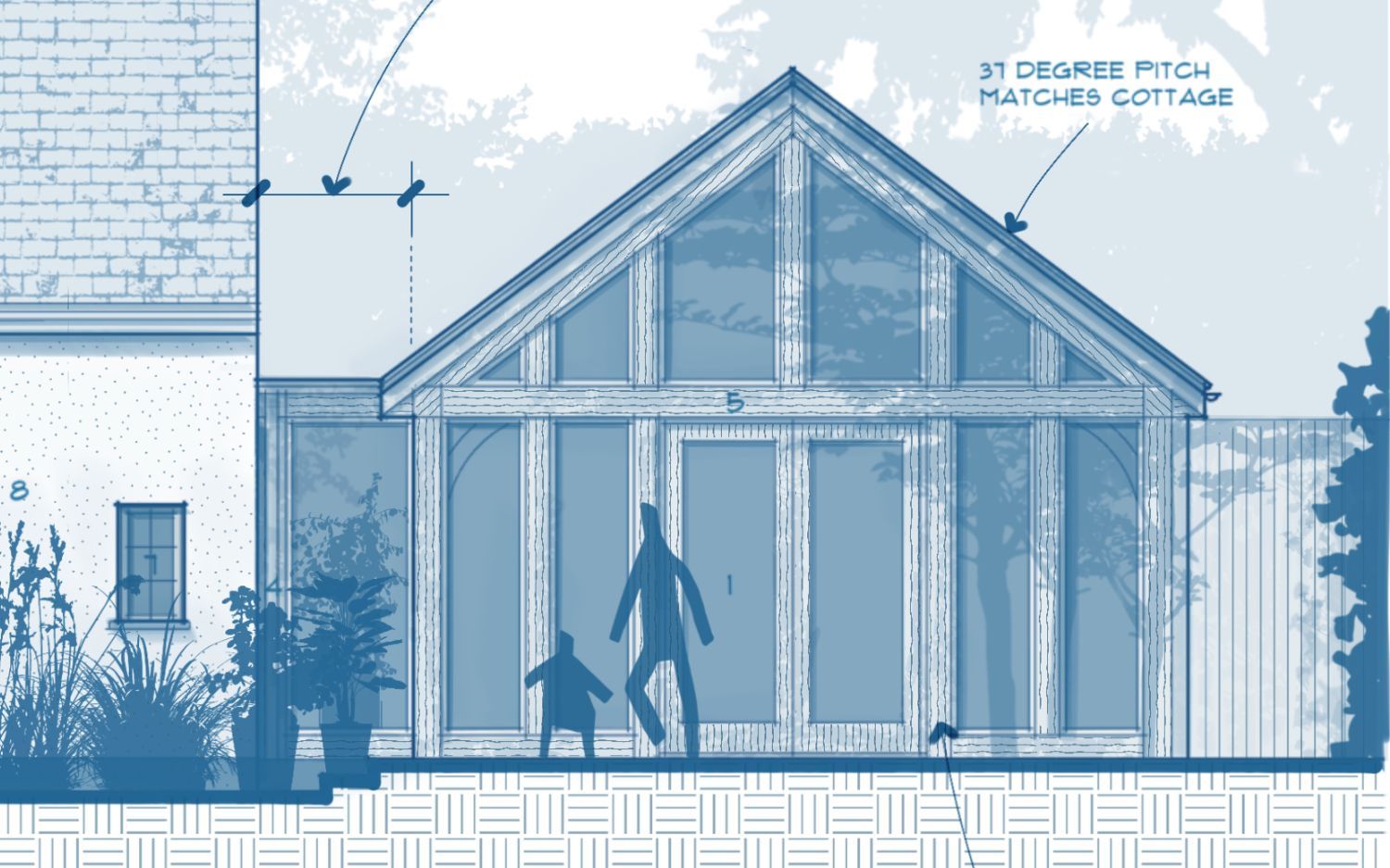 Drawing of extension for Rose Cottage