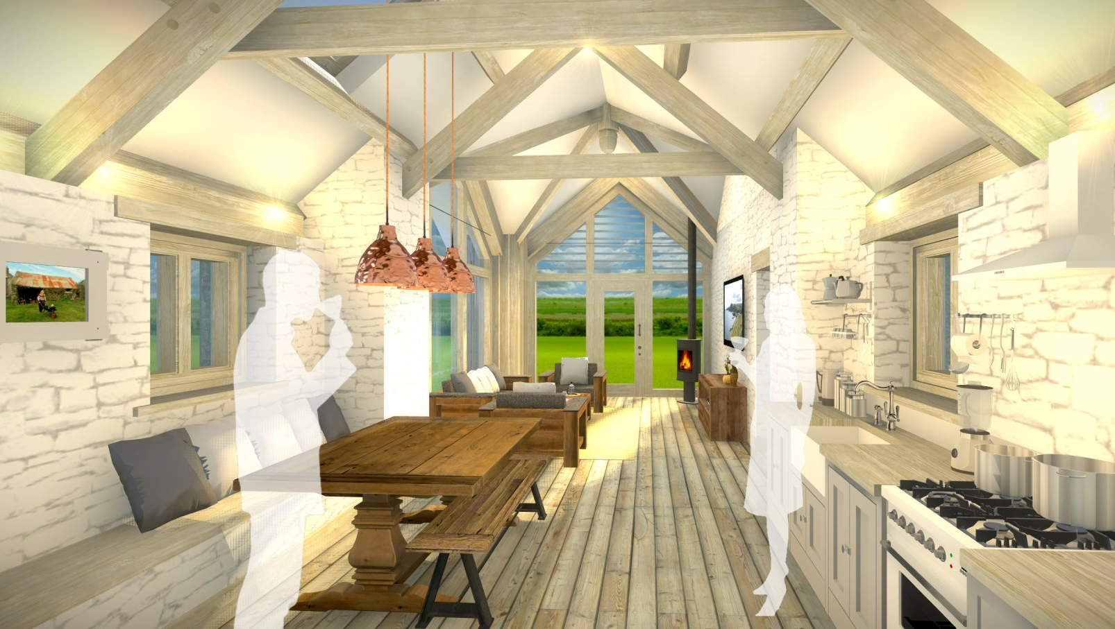 Concept sketch of barn conversion