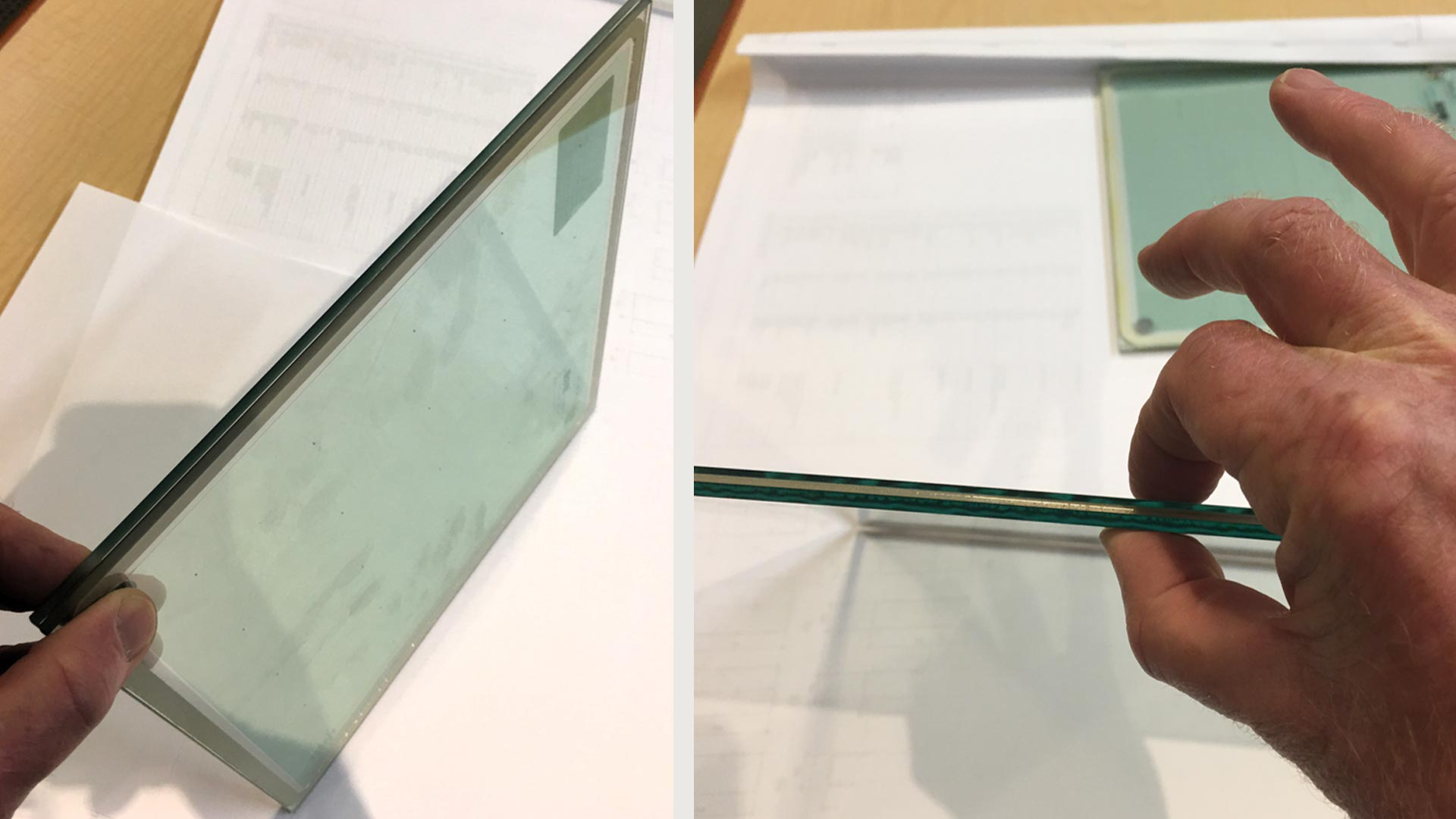 Landvac Vacuum Glass: Photo showing thickness