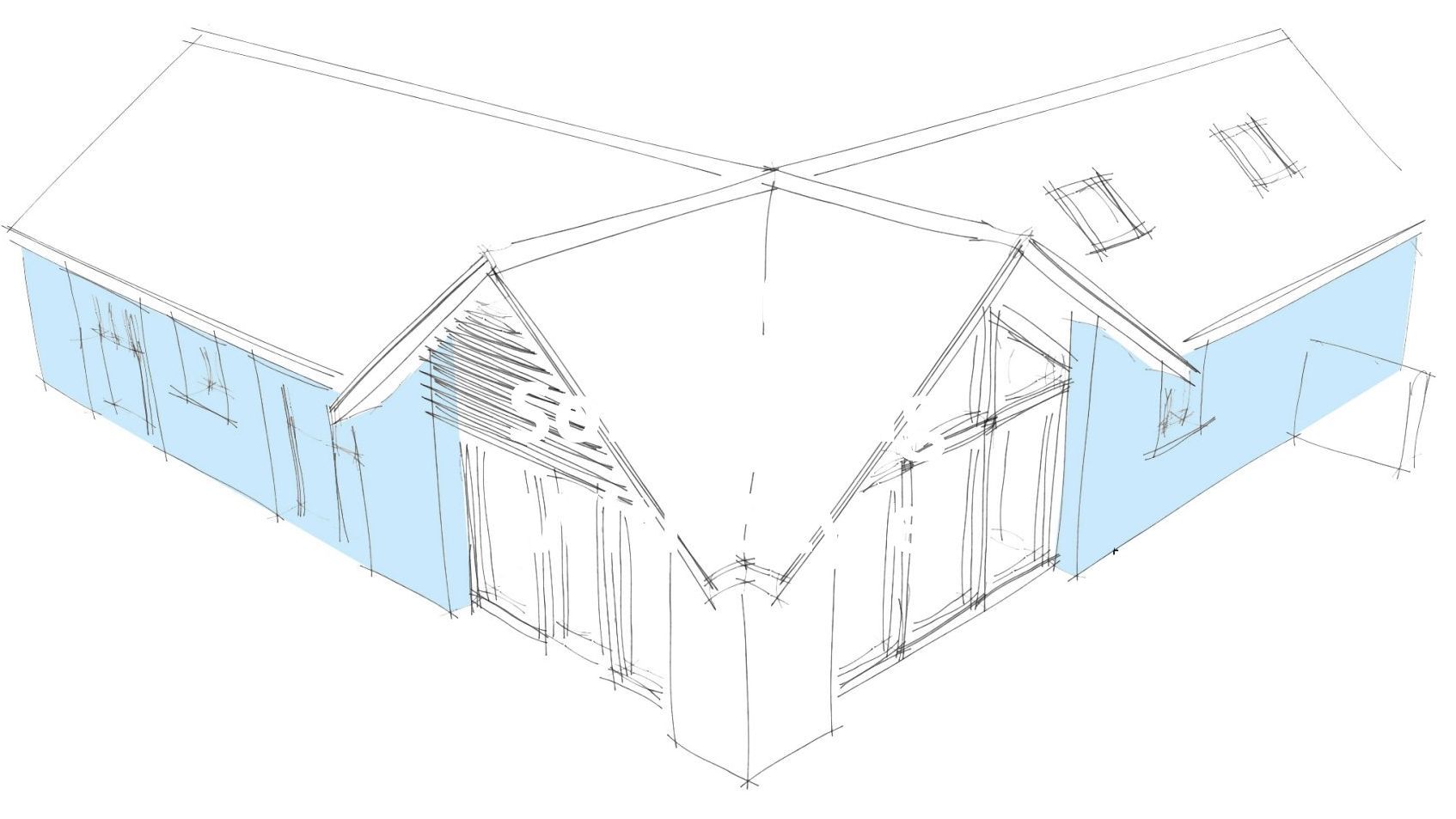 Concept sketch of barn conversion