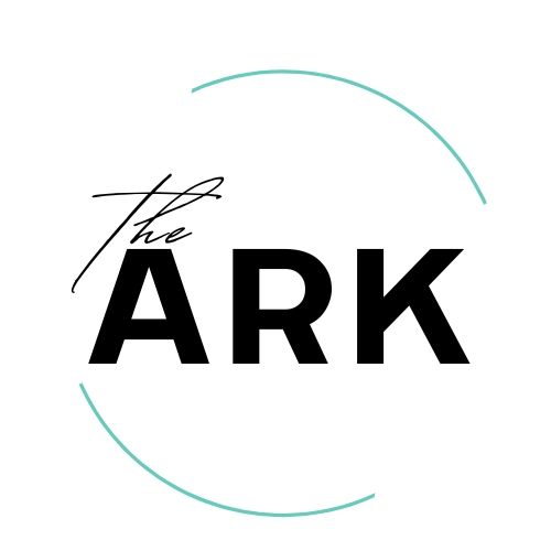 The ark logo is a black and white logo with a green circle around it.