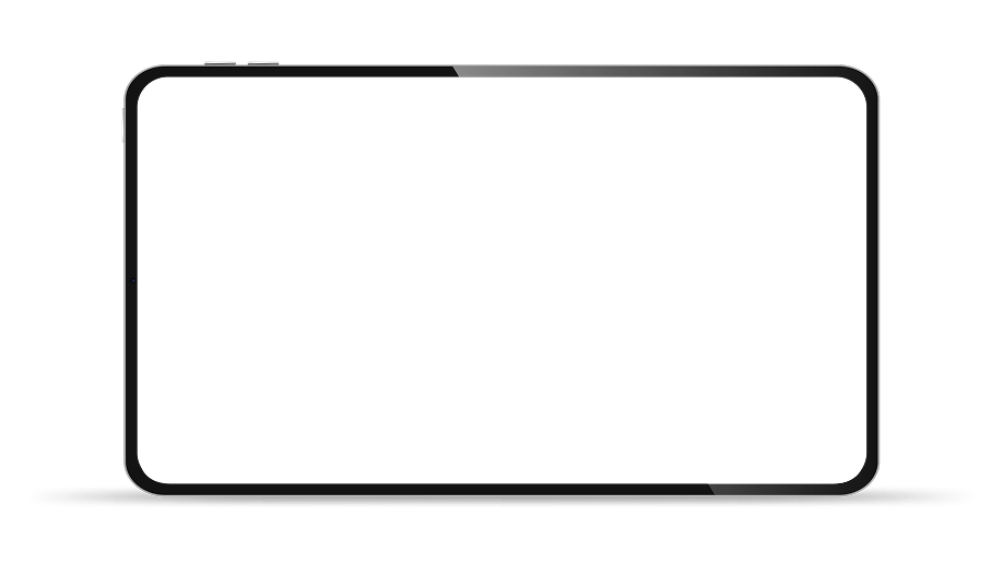 Black tablet with blank white screen.