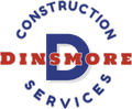 Logo: "Construction" and "Services" arch around a blue "D" overlaid by "Dinsmore" in red.