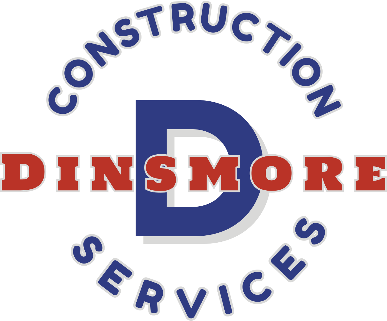 Logo: "Construction" and "Services" arch around a blue "D" overlaid by "Dinsmore" in red.