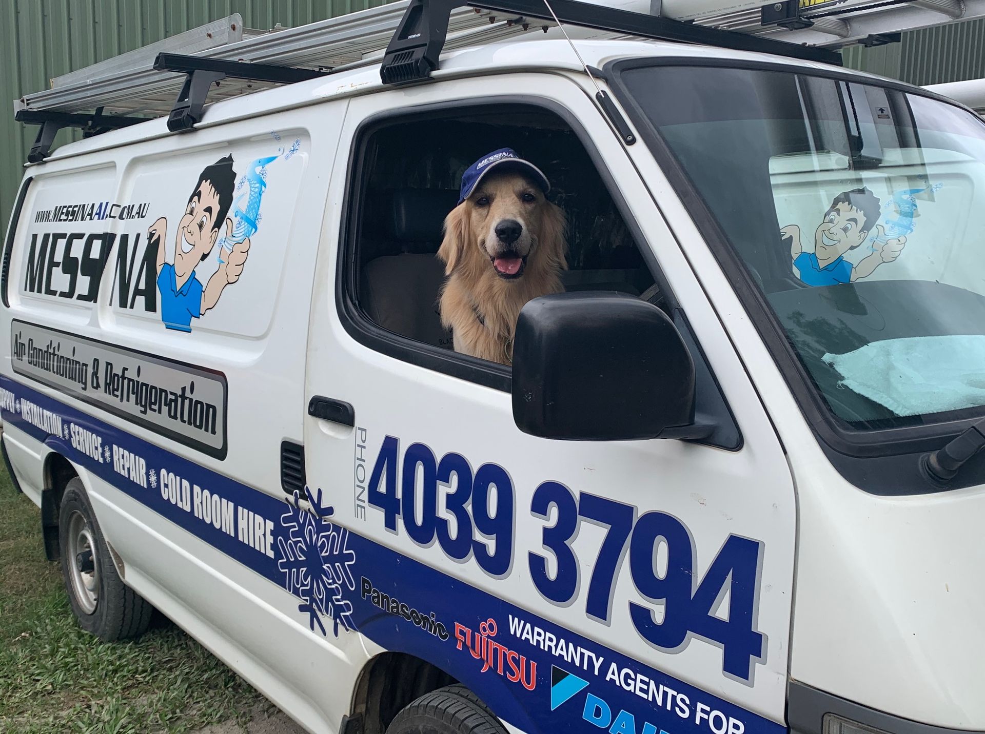 Hvac Technician Repairing an AC Unit Outdoors, Connecting Hoses — Messina Air Conditioning & Electrical in Smithfield, QLD