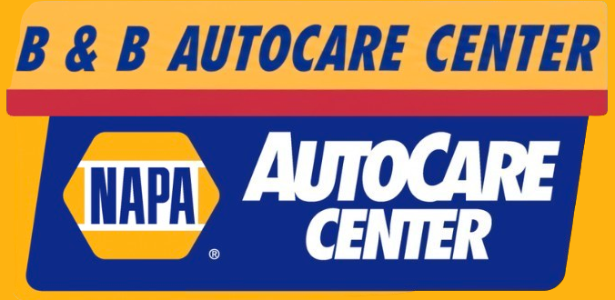 Logo for B & B Autocare Center, featuring NAPA and blue/yellow/red color scheme.