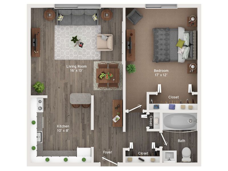 Floor plan - 1 Bed 760 Square feet