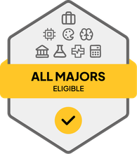 Badge with All Majors Eligible text