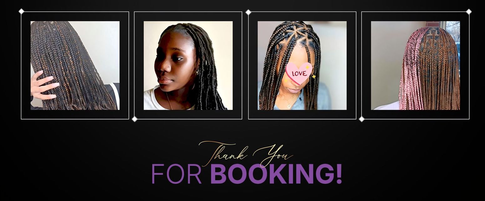 Four photos of braided hairstyles. 